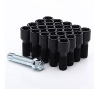 Set da 20 Short Nero star Bulloni Ruota 14x1.5 + Chiave, lungh. 28mm, diam. 20mm