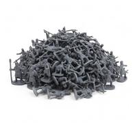 Set da 200 mini uomini dell'esercito grigio, figure di soldatini con disegni dettagliati di spada, scudo, ascia e arco, gioco creativo, display, oggetti di scena per scene di battaglia medievali