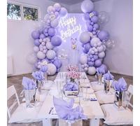 Set da 205 pezzi Lavanda Dream Stile di lusso Kit per arco di palloncini, include ghirlande di palloncini in lattice viola e bianchi da 18", 10" e 5" per 2 utilizzi. Adatto per feste di compleanno, ma
