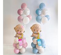 Set da 21 pezzi per festa di rivelazione del sesso del bambino, palloncini di lattice rosa e blu, 24" palloncini trasparenti per festa di nascità, battesimo, 1° compleanno, festa di rivelazione del se