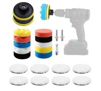 Set da 23 pezzi con pad da 80 mm - include accessorio lucidatura avvitatore, adattatore per trapano e sistema a velcro - perfetto come kit lucidatura fari auto per qualsiasi lucidatrice auto.