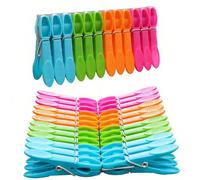 Set da 24/48 pezzi, 73mm Mollette colorate in plastica e mollette per calze, mollette resistenti con molle, set di mollette per asciugatura all''aria, adatte per vestiti, asciugamani e calze (colori c
