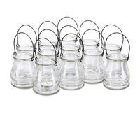 Set da 24 Vasetti Portacandele in Vetro, Vasi Rotondi con Manici, Interni ed Esterni, H: 10 cm, Trasparente