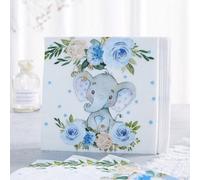Set da 25 pezzi Tovaglioli usa e getta con disegno di elefanti e fiori, 33x33 cm 2 veli, adatti per festa di nascità, festa di genere, compleanno di un maschio, addio al nubilato, decorazione da tavol