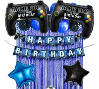 Set da 27 pezzi di palloncini in alluminio a forma di controller di gioco, neri, blu in lattice, a forma di stelle, adatti per decorazioni di feste di giocatori, compleanni, Natale Tagli Unica,6 pezzi