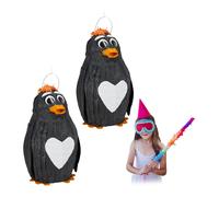 Set da 2x pignatta a forma di pinguino Pentolaccia per feste 130 g Appendibile