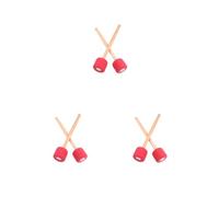 Set da 3 2 bacchette per batteria, portatile, manico in legno espanso, strumento musicale, attrezzatura per percussioni, parte di ricambio, colore rosso