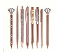 Set da 3/5/8 penne a sfera dorate, penne glitterate a sabbia liquida, penne a sfera con cristalli in metallo, inchiostro nero, regalo per ragazze, matrimonio, forniture per ufficio, articoli per il ri