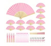 Set da 3-60 pezzi di eleganti ventagli pieghevoli a mano, include biglietti di ringraziamento e buste regalo, ventagli da sposa in bambù, ideali come regali per damigelle, decorazioni per matrimoni, f