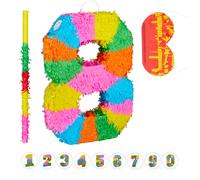 Set da 3 accessori con pignatta numero 8 per feste di compleanno Multicolore