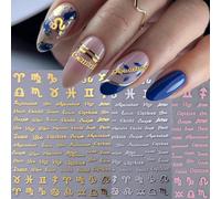 Set da 3 adesivi per unghie con motivi zodiacali 3D, colori oro, argento e rosa, eleganti disegni dei dodici segni zodiacali, adesivi scorrevoli per unghie, decorazioni per unghie, accessori per manic
