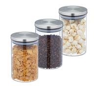 Set da 3 barattoli per alimenti Contenitori ermetici 800 ml Acciaio inox