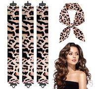 Set da 3 bigodini senza calore & rulli styling per la notte - Fascia per capelli senza calore, Onde effetto salone durante la notte, Kit styling regolabile in velluto (Stampa leopardata)