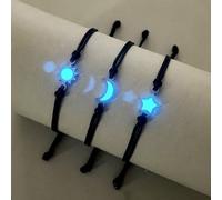 Set da 3 braccialetti intrecciati bianchi con sole, luna e stelle, per migliori amici, sorelle, fratelli, coppie, crescere nell'oscurità, regalo per donne, coppie, amici Poliuretano
