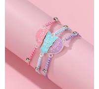 Set da 3 braccialetti magnetici a forma di cuore in lega di zinco per ragazze, incisi con la scritta "Best Friends Forever", adatti per l'uso quotidiano delle ragazze con le amiche Tagli UnicaLega di