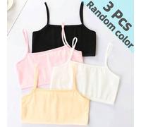 Set da 3 canotte traspiranti in tinta unita per ragazze, reggiseni per l'adolescenza delle ragazze, adatti per la primavera/estate 8Y,9Y,10YColore unicoTessuto