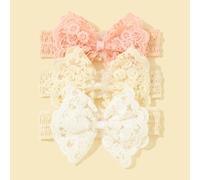 Set da 3 cerchietti per capelli da neonata con fiocco e pizzo, accessorio per capelli per neonati, tema amore per San Valentino Tagli UnicaTessuto