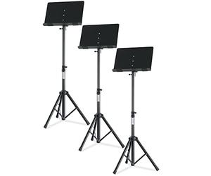 Set da 3 Classic Cantabile OST-350 Leggio 2-in-1 - utilizzabile come leggio e come leggio da tavolo o porta libri - leggio da orchestra con ripiano chiuso - leggio in metallo - nero