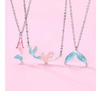 Set da 3 collane con ciondolo a tema sirena per bambini, stile vacanza a tema oceano, adatto per sorelle, amiche, uso quotidiano, regali, festival Tagli UnicaLega di zinco