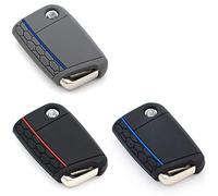 Set da 3 custodie VB per chiave auto a 3 tasti con cover in silicone - Finest-Folia Aschgrau Blau, Schwarz Rot, Schwarz Blau