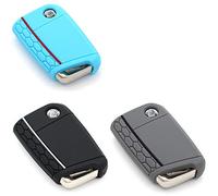 Set da 3 custodie VB per chiave auto a 3 tasti con cover in silicone - Finest-Folia Hellblau, Schwarz Weiß, Aschgrau Schwarz