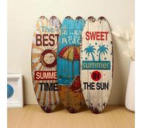 Set da 3 decorazioni da parete in legno a tema mare con tavole da surf, 30cm x 10,5cm - decorazione perfetta per soggiorno, camera da letto, bagno e veranda, decorazione per la casa, decorazione per s