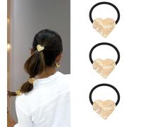 Set da 3 Elastici per Capelli Donna con Placca Dorata-Accessori per Capelli in Metallo Oro-Fermagli per Capelli Eleganti (Oro martellato 3)