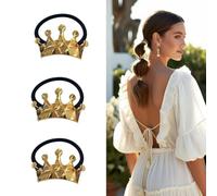 Set da 3 Elastici per Capelli Donna con Placca Dorata-Accessori per Capelli in Metallo Oro-Fermagli per Capelli Eleganti (Oro lucido 11)