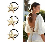 Set da 3 Elastici per Capelli Donna con Placca Dorata-Accessori per Capelli in Metallo Oro-Fermagli per Capelli Eleganti (Oro lucido 12)