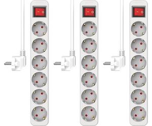 Set da 3 ELRO ES106 Ciabatta con 6 prese e interruttore e cavo da 1,5 m - Protezione bambini - Spina Schuko - max. 3680 W - Certificato TÜV - Bianco