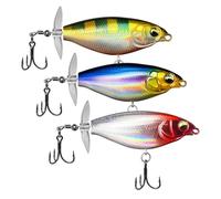 Set da 3 Esca Galleggiante Whopper, Esche Artificiali con Coda Rotante, Esche Da Pesca In Acqua Con Ami BKK per Pesca in Acqua Dolce e Salata, Ideale per Lucci e Spigole