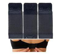 Set da 3 Estensore per Reggiseno, 2 x 2 File di Ganci, per Tutti i Comuni Modelli, Allunga Morbido ed Elastico, Lavabile, Allarga Nero