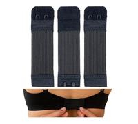 Set da 3 Estensore per Reggiseno, 2 x 2 File di Ganci, per Tutti i Comuni Modelli, Allunga Morbido ed Elastico, Lavabile, Allarga Nero