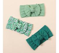 Set da 3 fasce elastiche in nylon con stampa a quadrifoglio e fiocco, adatte per l'uso durante la Festa di San Patrizio, per neonati e bambini Tagli UnicaLeopardoPoliammide