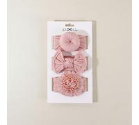 Set da 3 fasce elastiche in nylon morbide per neonata/bambina, con decorazioni a ciambella, pon pon, fiocco e fiore, adatte per uso quotidiano (esclusa la scheda di presentazione, solo per esposizione