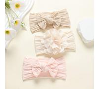 Set da 3 fasce per capelli con fiori in tessuto di grandi dimensioni per neonati e bambini, accessori per capelli in nylon elasticizzato con fiocco, adatti per tutte le stagioni Tagli UnicaPoliammide