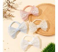 Set da 3 fasce per capelli per neonati in pizzo e rete con fiocco, accessori per capelli carini e dolci, eleganti e alla moda per neonati Tagli UnicaPiantePoliestere