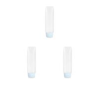 Set da 3 flaconi da viaggio per gel doccia e dentifricio, riutilizzabili, a prova di perdite, dispenser comprimibile, accessori per tubi, 50 ml, blu