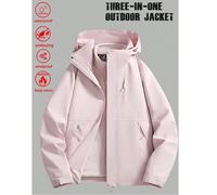 Set da 3 in 1 giacca da donna per esterni, giacca softshell antivento e impermeabile con fodera termica staccabile e pile, adatta per sport invernali come lo sci, colore rosa L,M,S,XL,XS,XXSColore uni