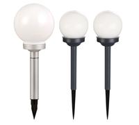 Set da 3 lampade LED solari da esterno a spina per veranda, illuminazione da giardino, lampade da terrazza, sfere e picchetti da terra