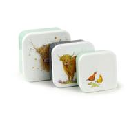 Set Da 3 Lunch Box Puckator Highland Cow Multicolore Contenitori Pranzo BPA-Free
