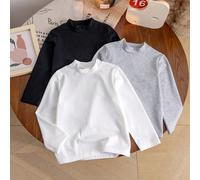 Set da 3 magliette a collo alto manica lunga casual da ragazzo, adatte per la scuola, attività all'aperto, sport, in 3 colori, ideali per l'autunno/inverno 6Y,7Y,4Y,5YColore unicoPoliestere