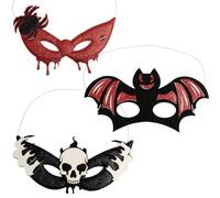 Set da 3 maschere per gli occhi di Halloween: e accessori a tema gatto | Maschere a mezza faccia con pipistrello, teschio e ragno per adulti, per feste in maschera, cosplay e costumi per Halloween