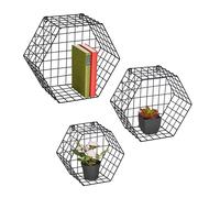 Set da 3 mensole parete scaffale libreria ripiano portaoggetti libri foto a rete