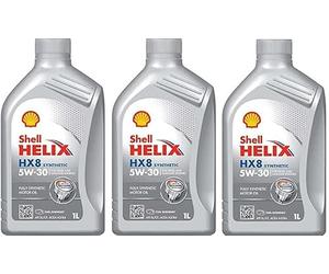 Set da 3 Olio Shell Helix Hx8 lubrificante sintetico 1L 5W30 per motori diesel