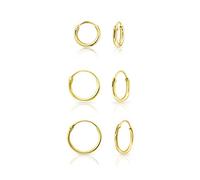 Set da 3 Orecchini a Cerchietto Argento 925 Placcati Oro Rosa 18K - Cerchietti Orecchini Oro Rosa - Cerchi Piccoli Classici per Lobo Helix Cartilagine Naso - Spessore 1.5 mm - Diametro 8, 10, 12 mm