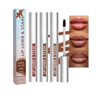 Set da 3 Peel Off Lip Liner Stain,Tinta Labbra Lunga Tenuta Waterproof, Lip Tint No Transfer ad Alta Pigmentazione,Delineatore Labbra Peel Off con Finitura Opaca Naturale,Reddish Brown Coffee Cocoa,01