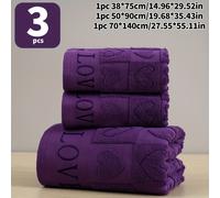 Set da 3 pezzi, 100% cotone, set di asciugamani da bagno sottili, , assorbenti, design a cuore d'amore, , essenziali per il bagno , 415 g/㎡