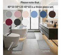 Set da 3 pezzi/2 pezzi/1 pezzo di tappetini da bagno super assorbenti, set di tappeti da bagno antiscivolo, set di coperture per water. Tappeti da bagno premium morbidi e confortevoli, per vasca da ba