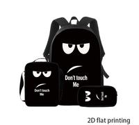 Set da 3 pezzi a tema cartone animato, con , borsa a tracolla e astuccio, tutti stampati con la scritta "Non toccarmi" e un design accattivante. ed elegante, a studenti o per l'uso
